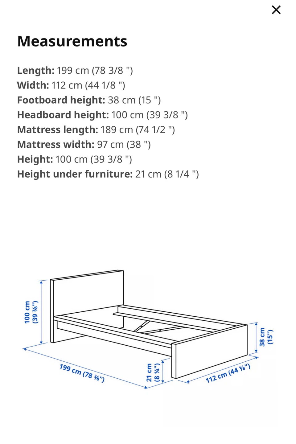 IKEA MALM Twin Bed Frame - White - photo 2