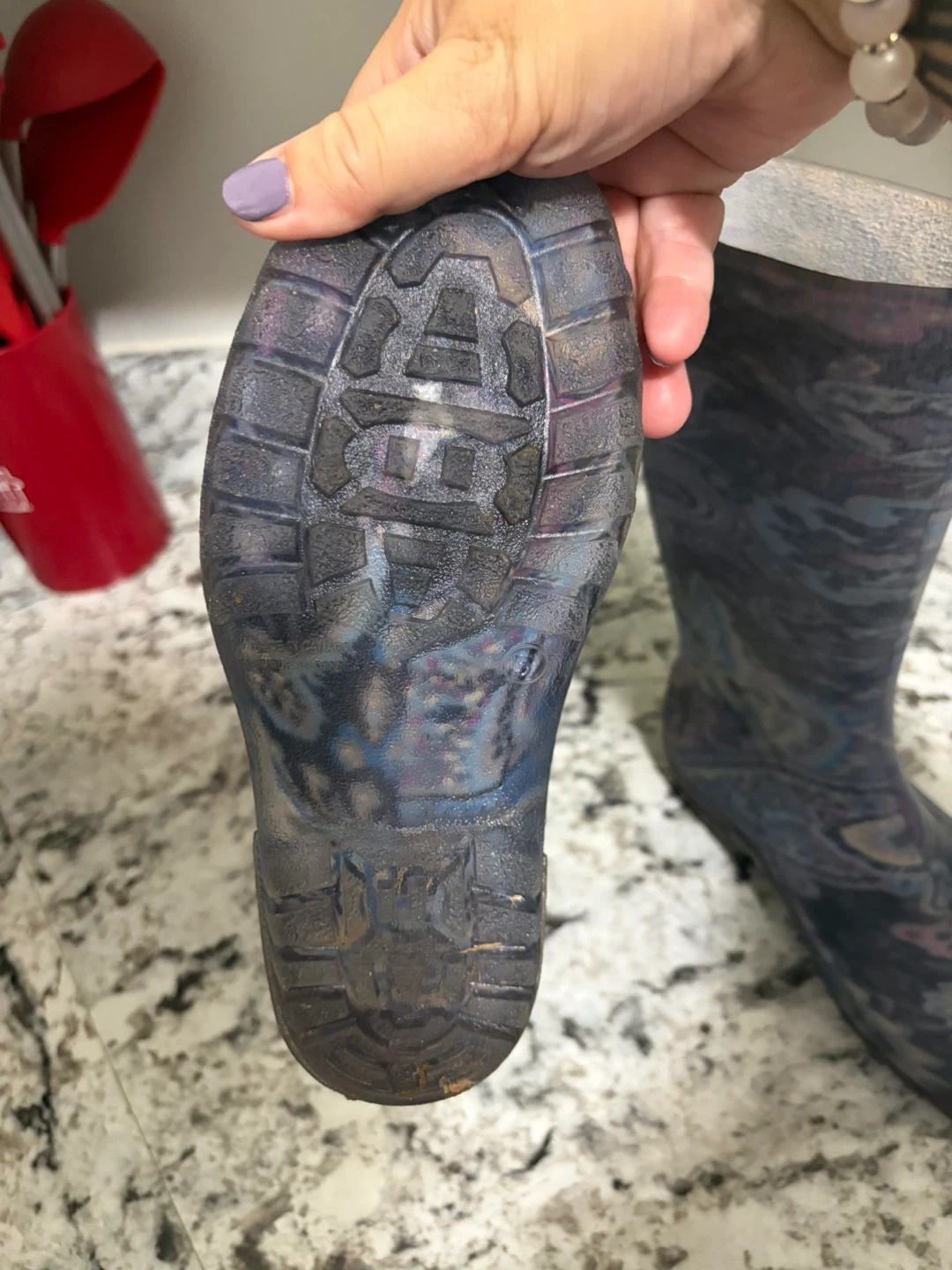 Kids Patterned Rubber Rain Boots Size 5 - photo 2