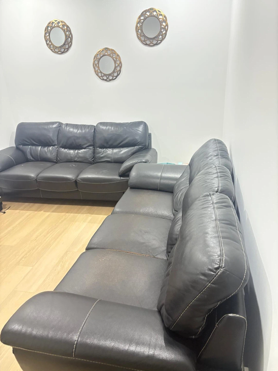 Two Black Leather Sofas - photo 2
