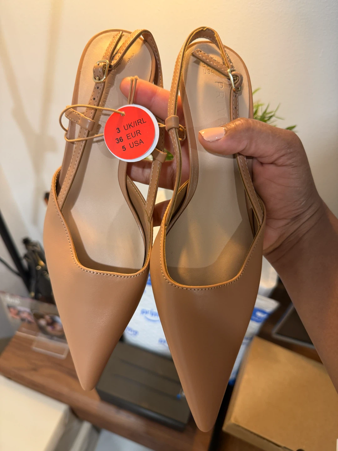 Primark Mocha Slingback Heels Size 5