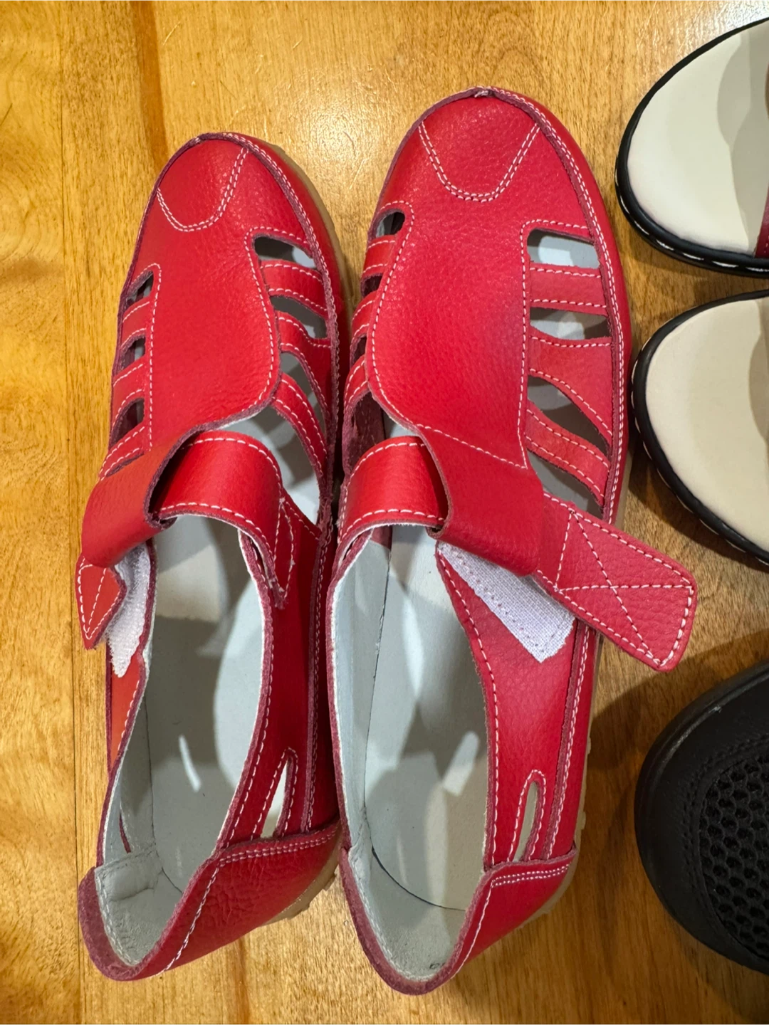 Red Leather Fisherman Sandals - Size 9