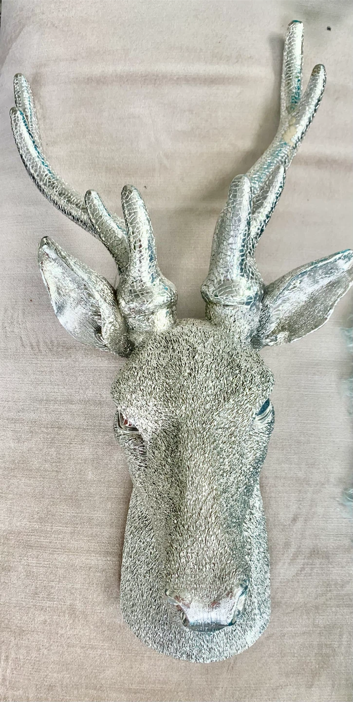 Deer head, silver Luxe new wall mount ornament - photo 2