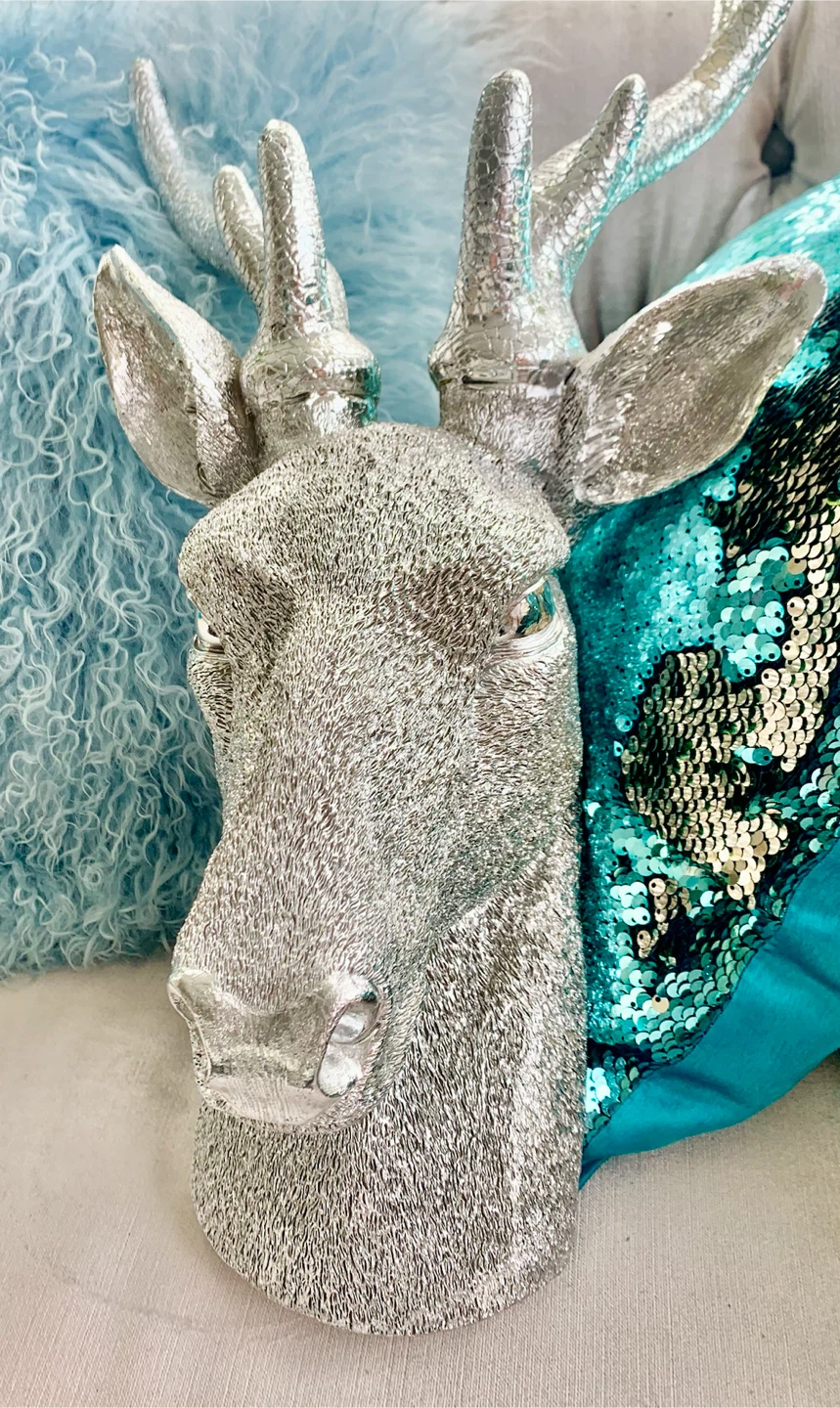 Deer head, silver Luxe new wall mount ornament - photo 3