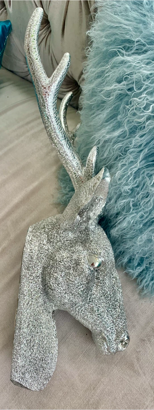 Deer head, silver Luxe new wall mount ornament - photo 4