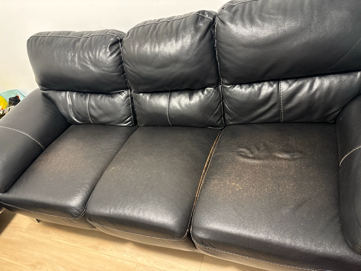 Two Black Leather Sofas - photo 4