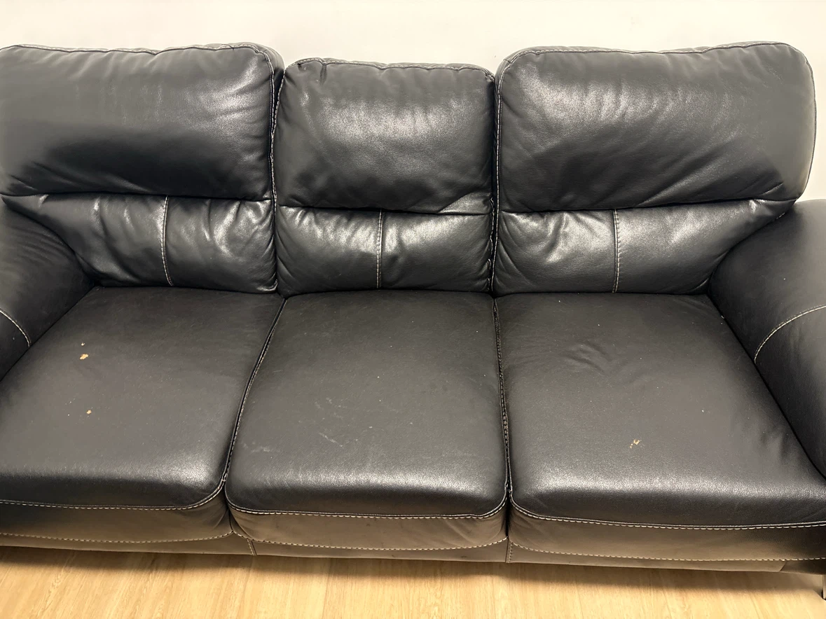 Two Black Leather Sofas - photo 5