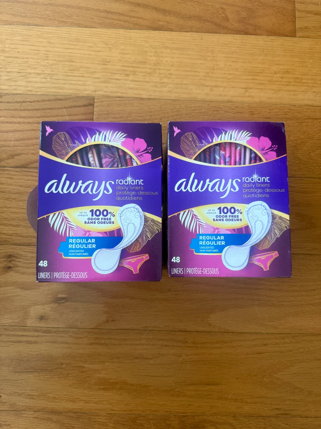 Always Radiant Daily Liners - 48 Count (2 Boxes)
