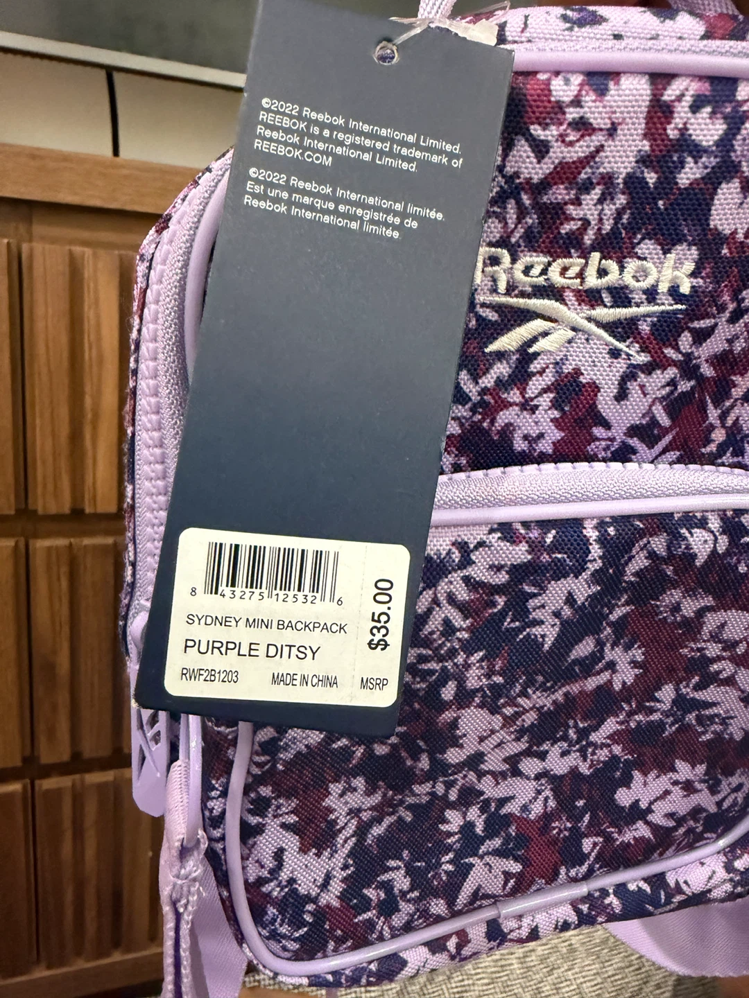 Reebok Sydney Mini Backpack Purple Ditsy