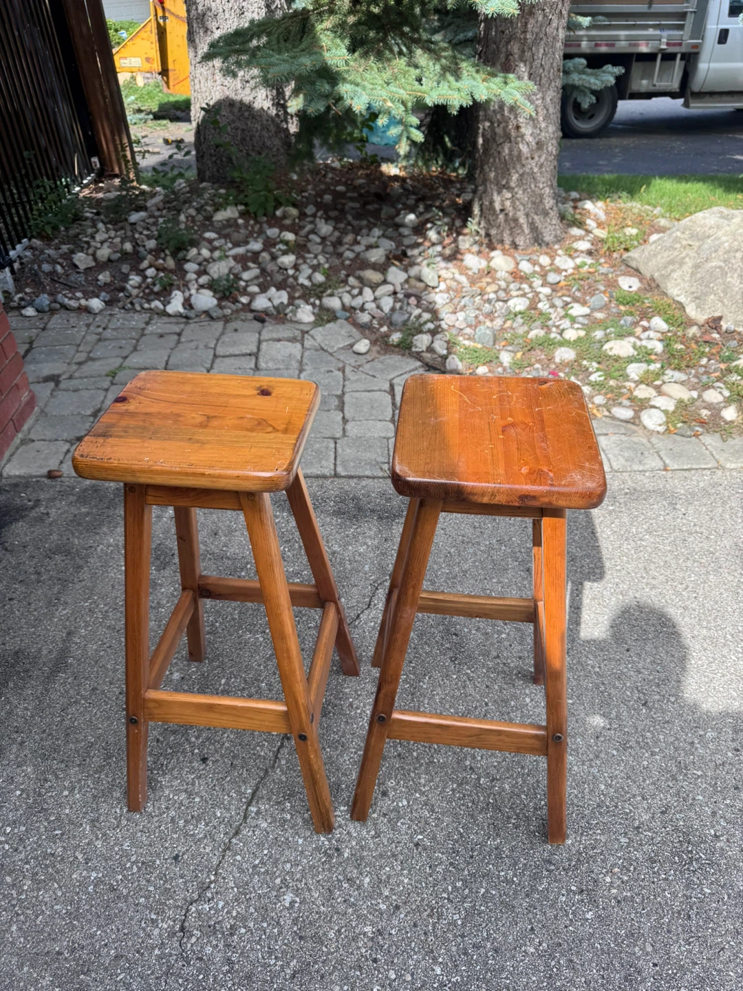 Set of Two Wooden Bar Stools - photo 2