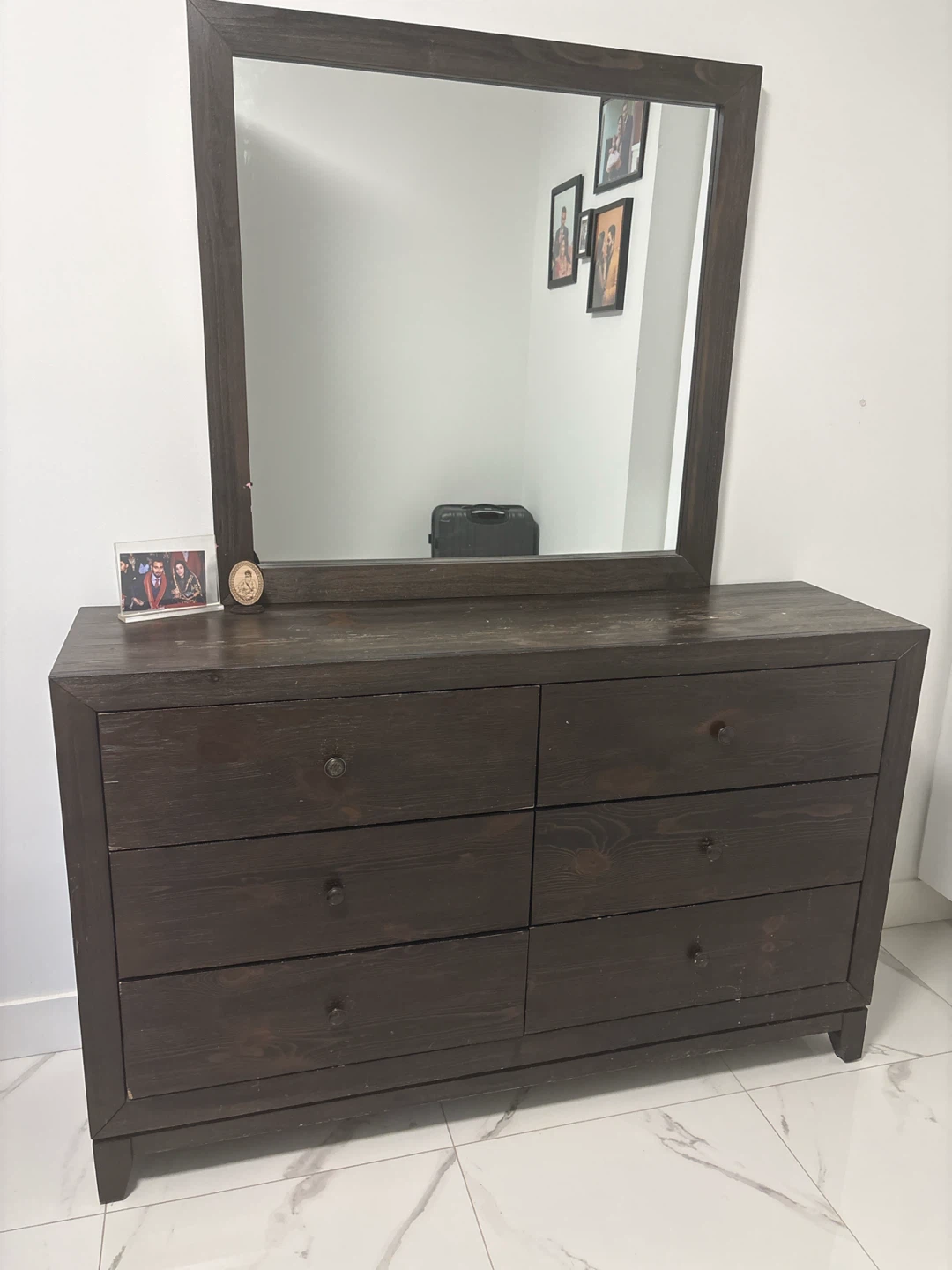 Dark Wood Bedroom Set with Bed Frame and Dresser