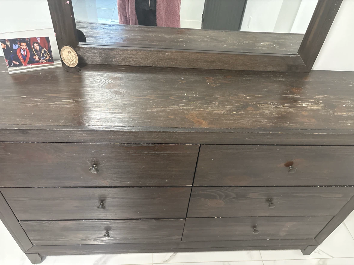 Dark Wood Bedroom Set with Bed Frame and Dresser - photo 2