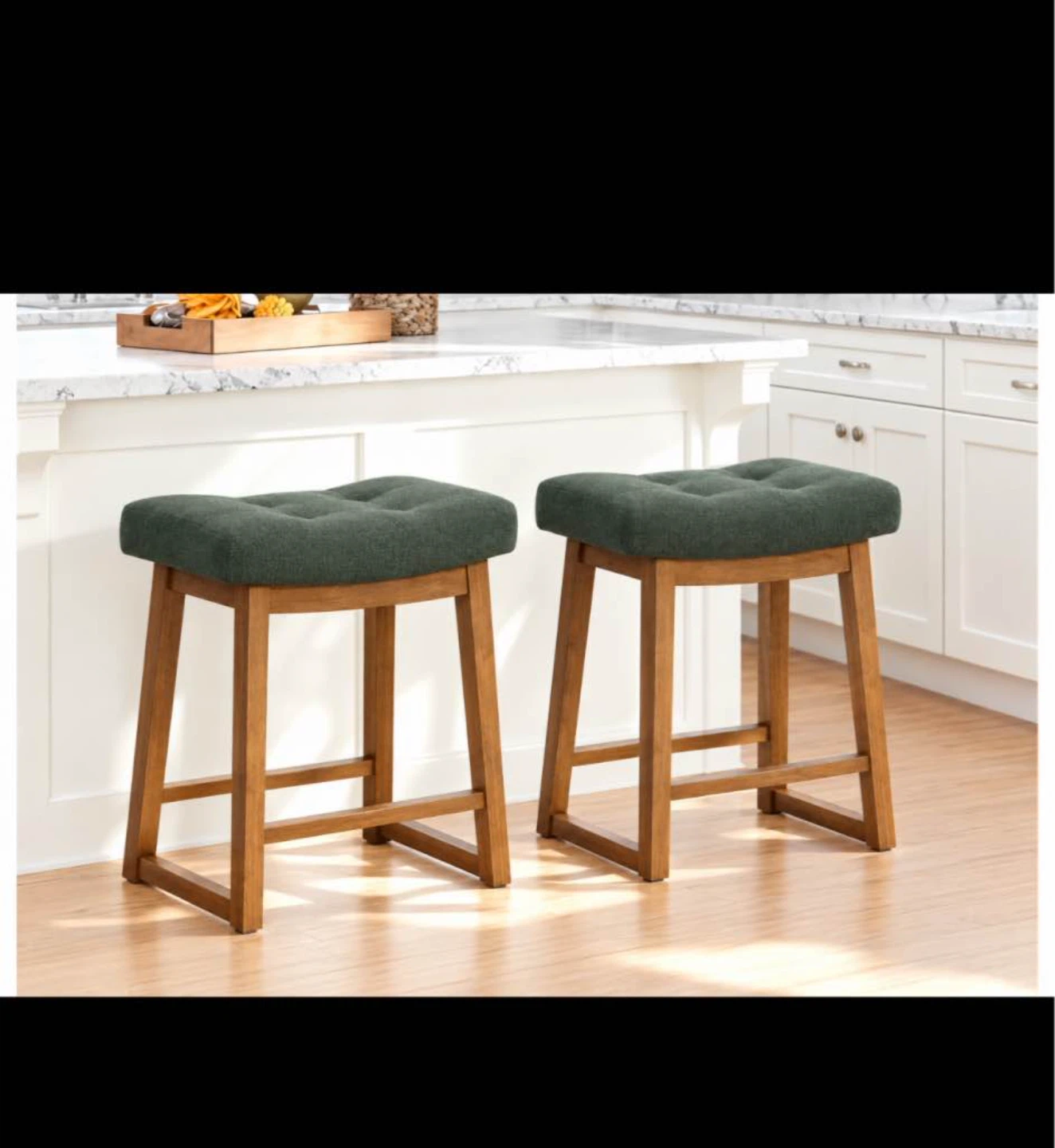 Set of 2 Upholstered Bar Stools