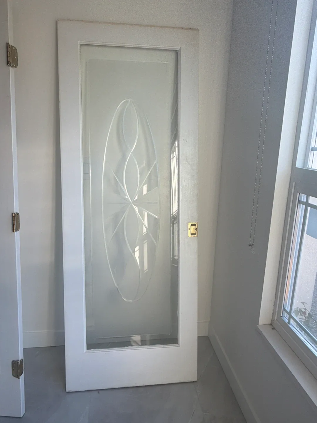 White interior doors with frosted glass inserts
