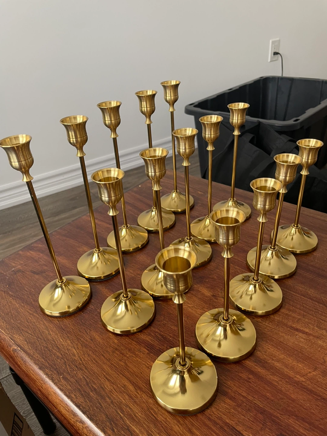 Set of 15 Gold Taper Candle Holders - photo 2