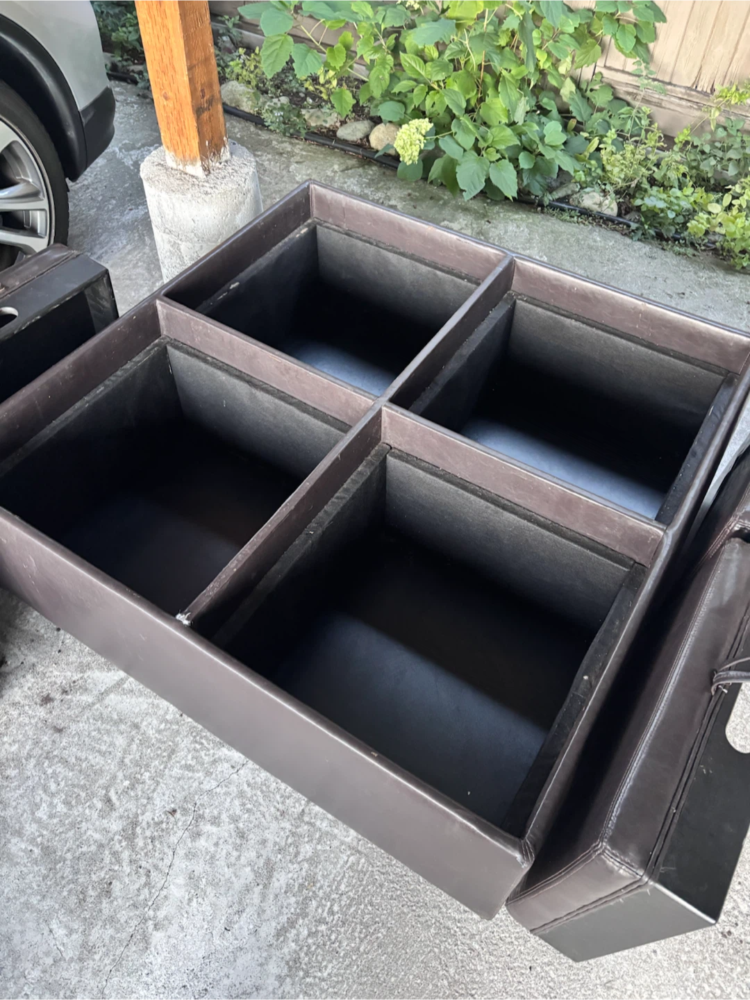 Dark Brown Faux Leather Storage Ottoman - photo 3