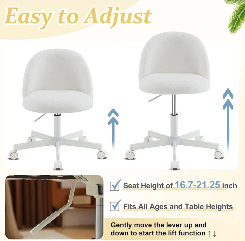 New Teddy Bear Vanity Chair / Desk Chair Cream - photo 5