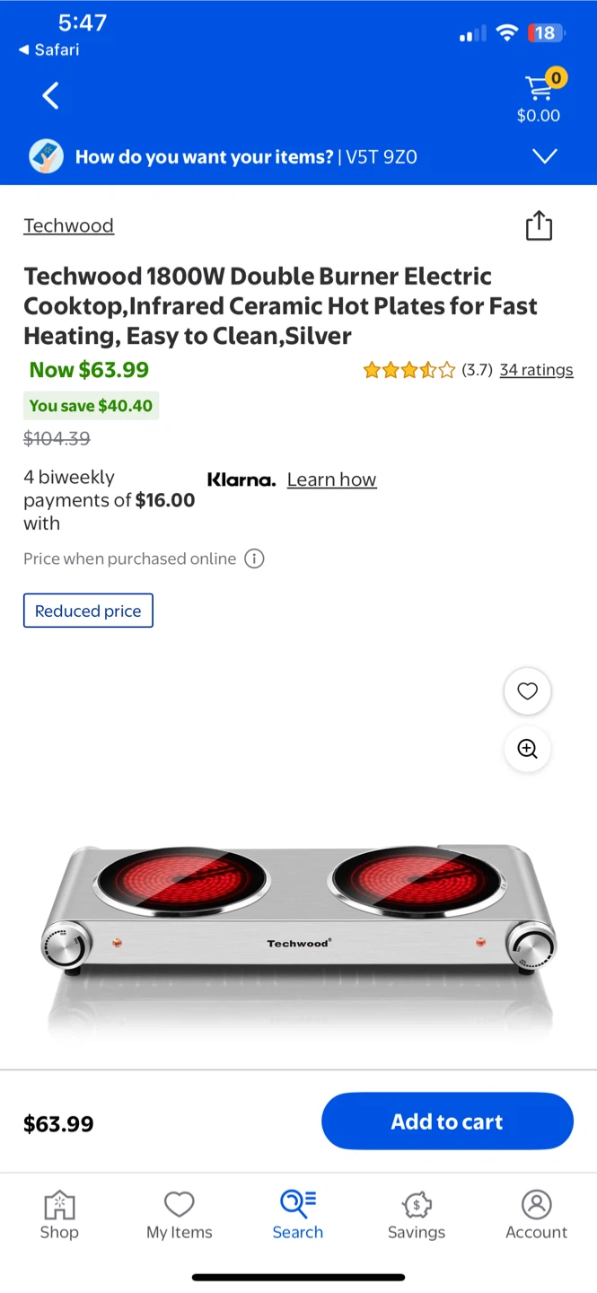 Techwood 1800W Double Burner Electric Cooktop