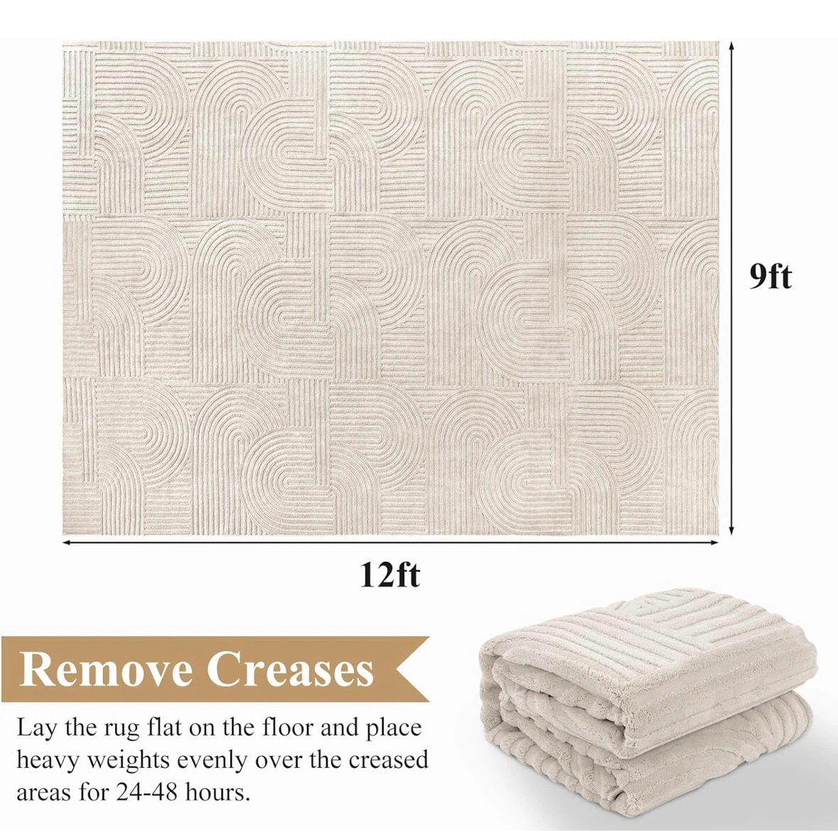 Large beige patterned area rug - photo 2