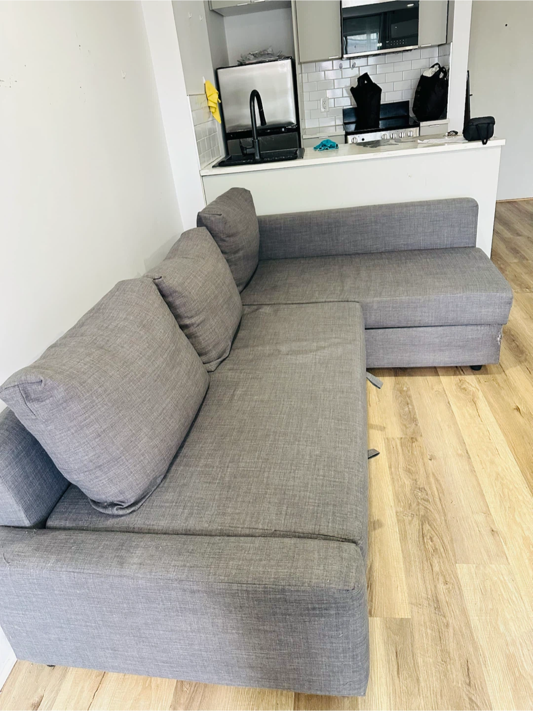 Grey Fabric Sectional Sofa Bed