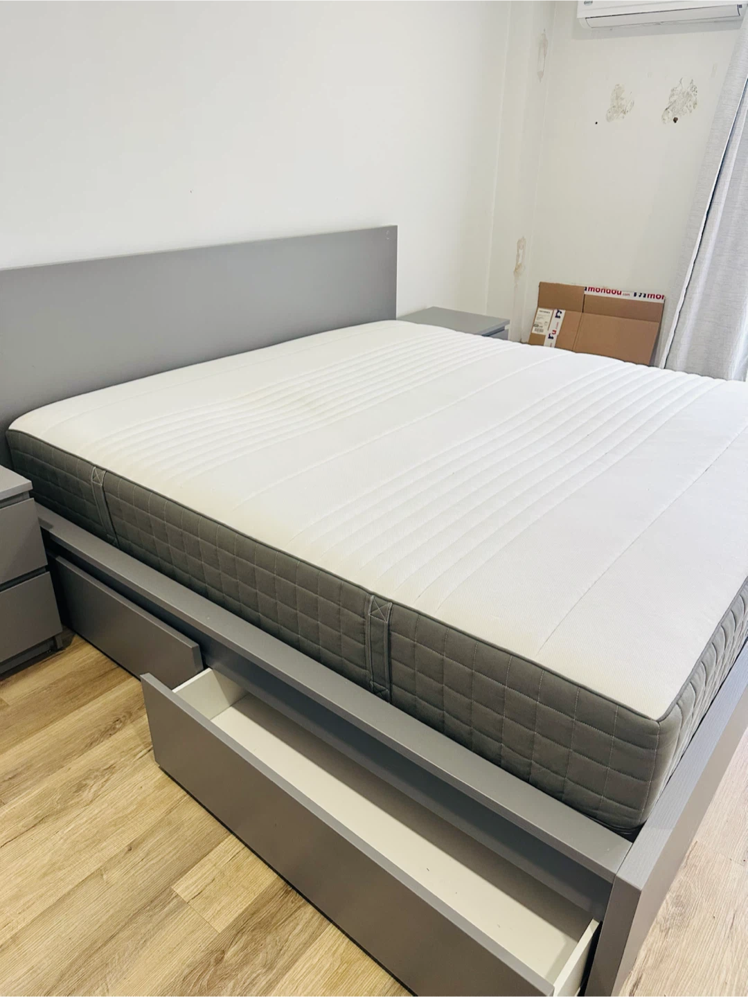 Grey King Bed Frame with Storage and Mattress - photo 2