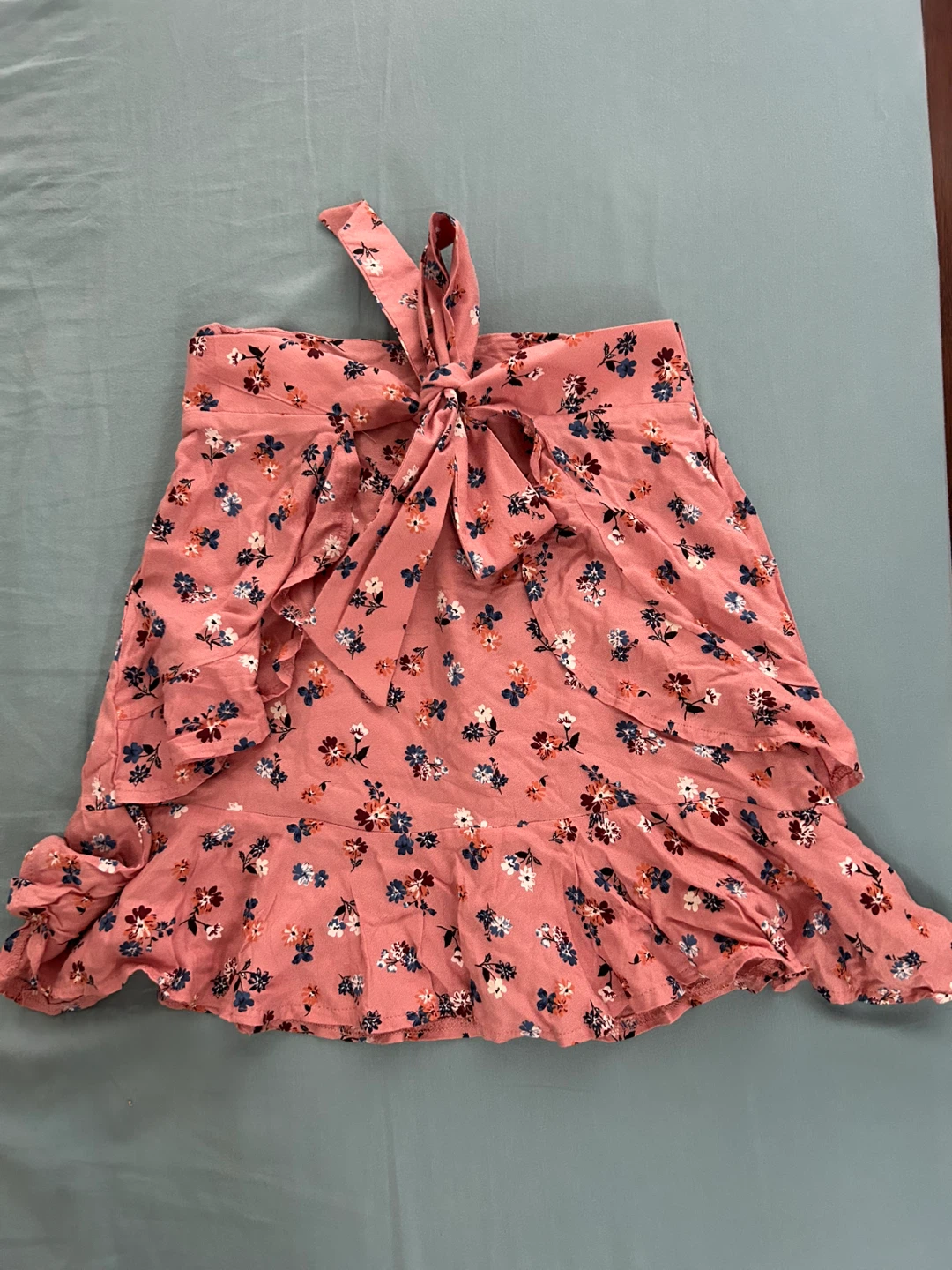 Pink Floral Tie-Waist Ruffle Skirt - photo 2