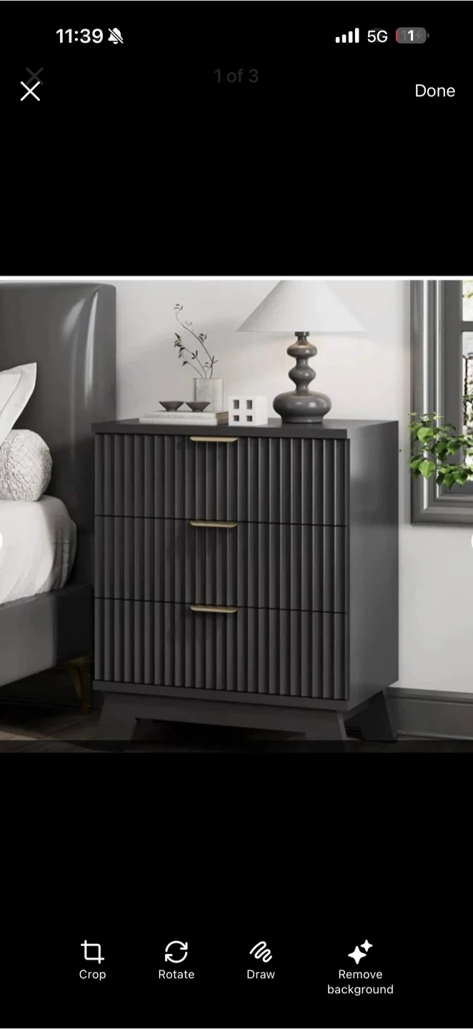Black 3-Drawer Nightstand