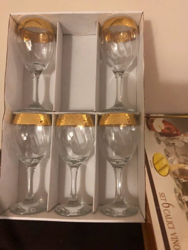 Goldline Set of 6 Wine Glasses