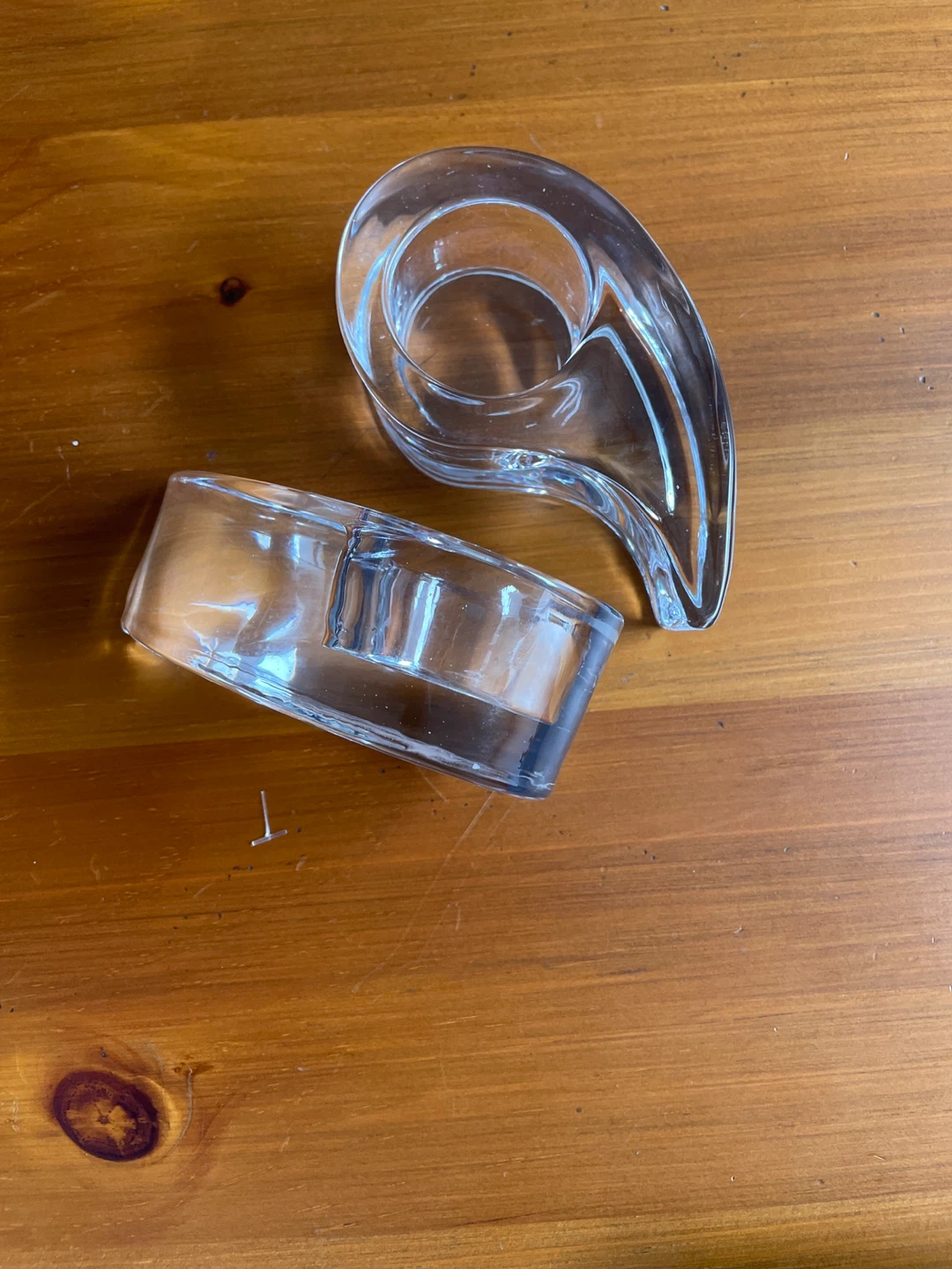Pair of Yin-Yang Clear Glass Candle Holders - photo 2