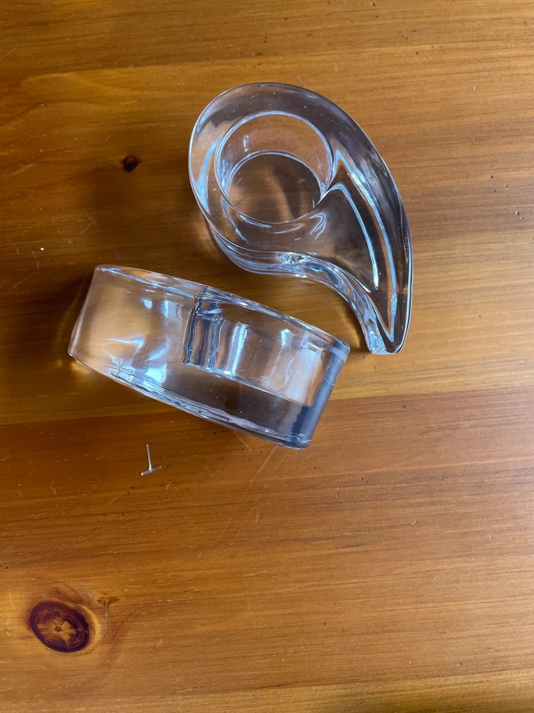 Pair of Yin-Yang Clear Glass Candle Holders - photo 2