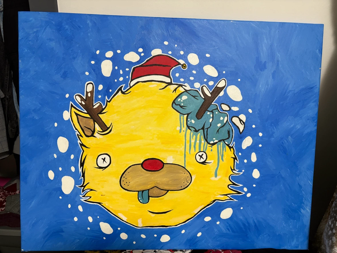 Original Hand-Painted Holiday Bear Canvas Art
