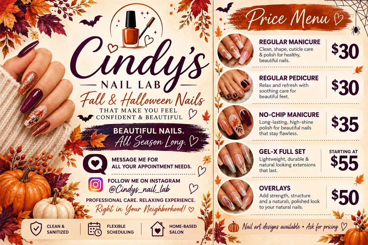 Cindy's Nail Lab Fall & Halloween Services