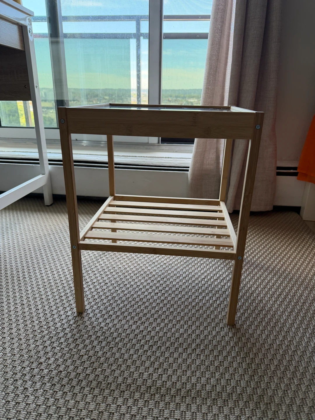 Two Bamboo Side Tables with Glass Tops - photo 3