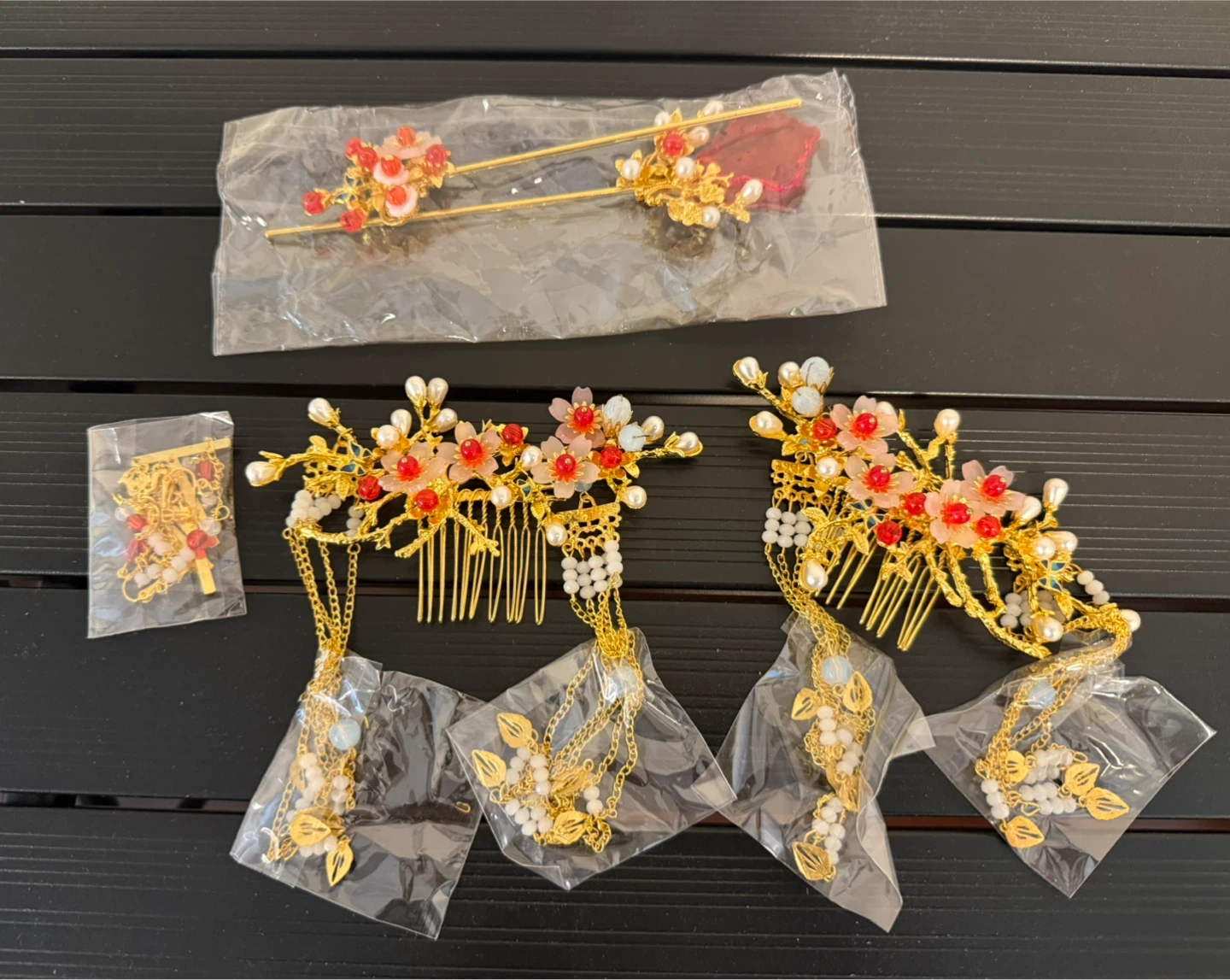 Chinese Hairpins and clip on earrings set