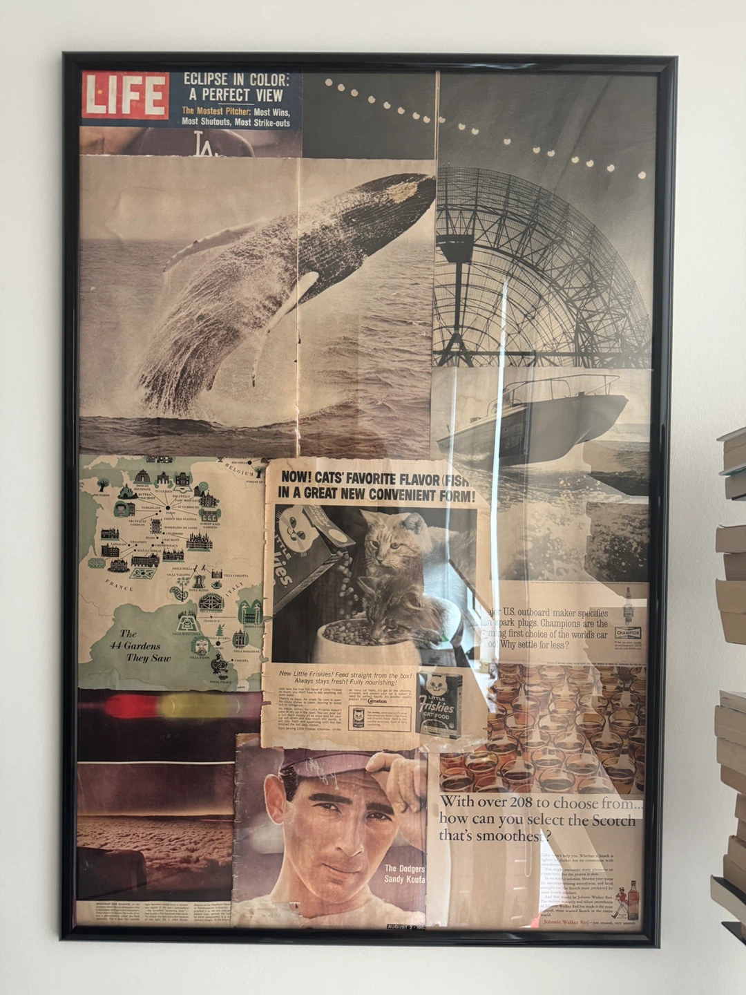 Handmade Vintage LIFE Magazine Collage Framed Print
