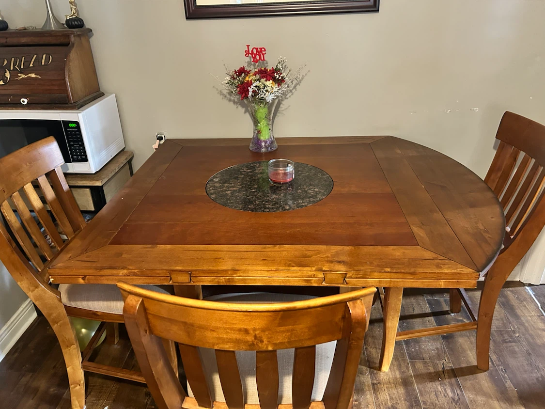 Wooden Dining Table with Granite Inset - photo 2