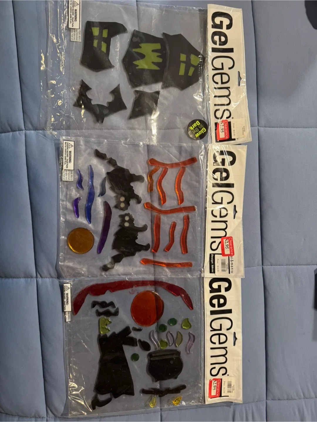 3 Halloween GelGems Window Cling Sets