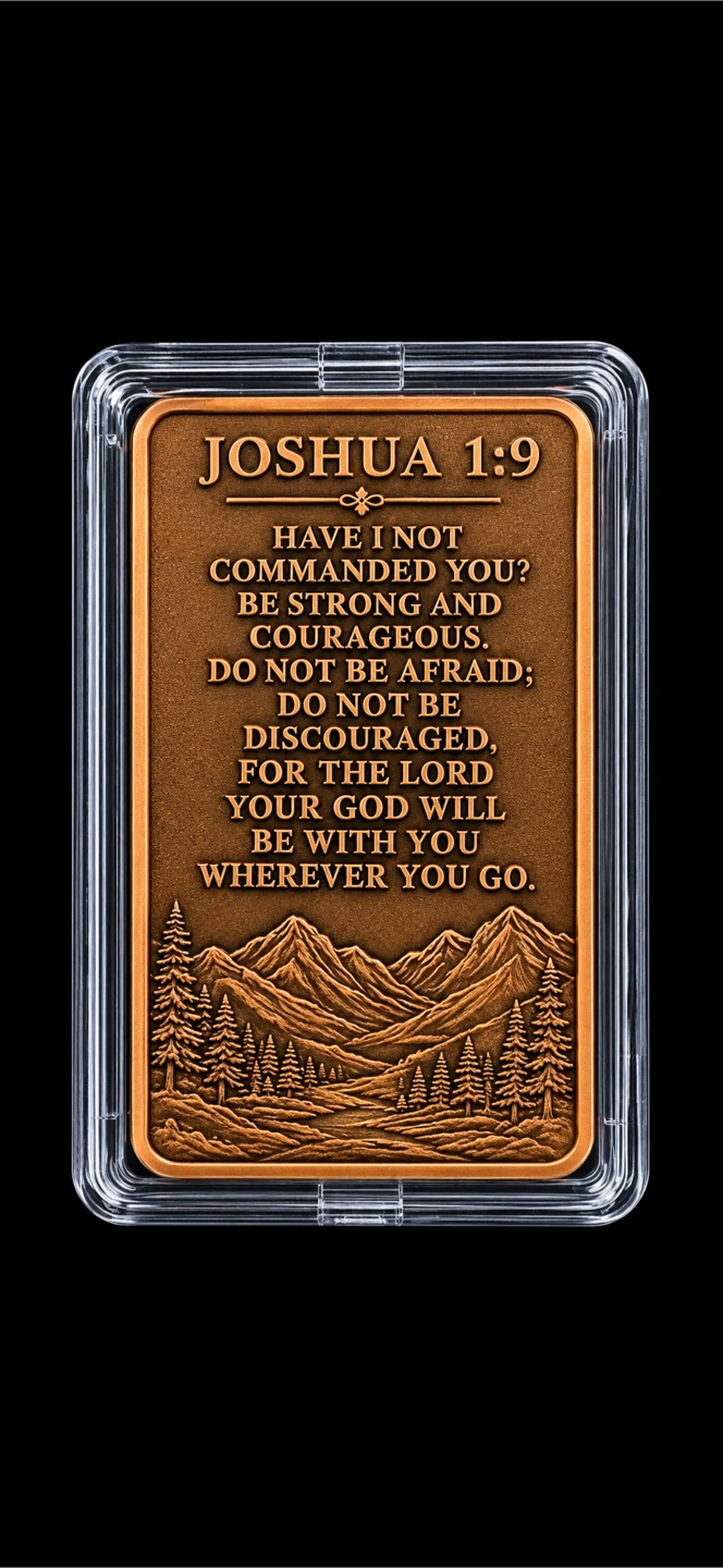 1 Ounce Joshua 1:9 Copper Bar - photo 2