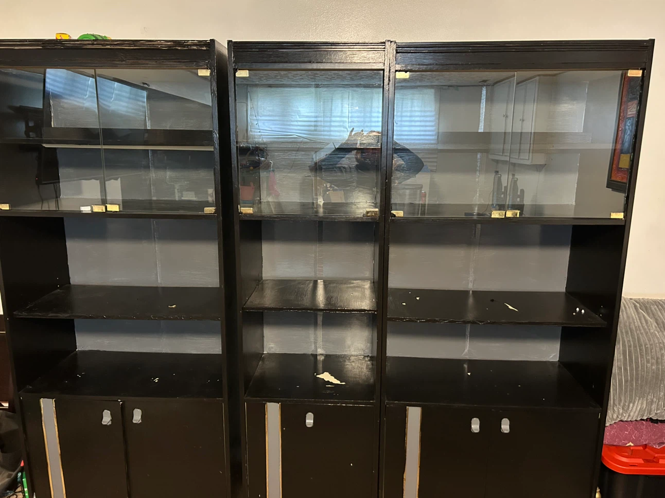 Three-Piece Black Storage Cabinet Set