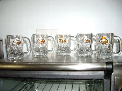 Set of 5 Mr. Bean Glass Mugs