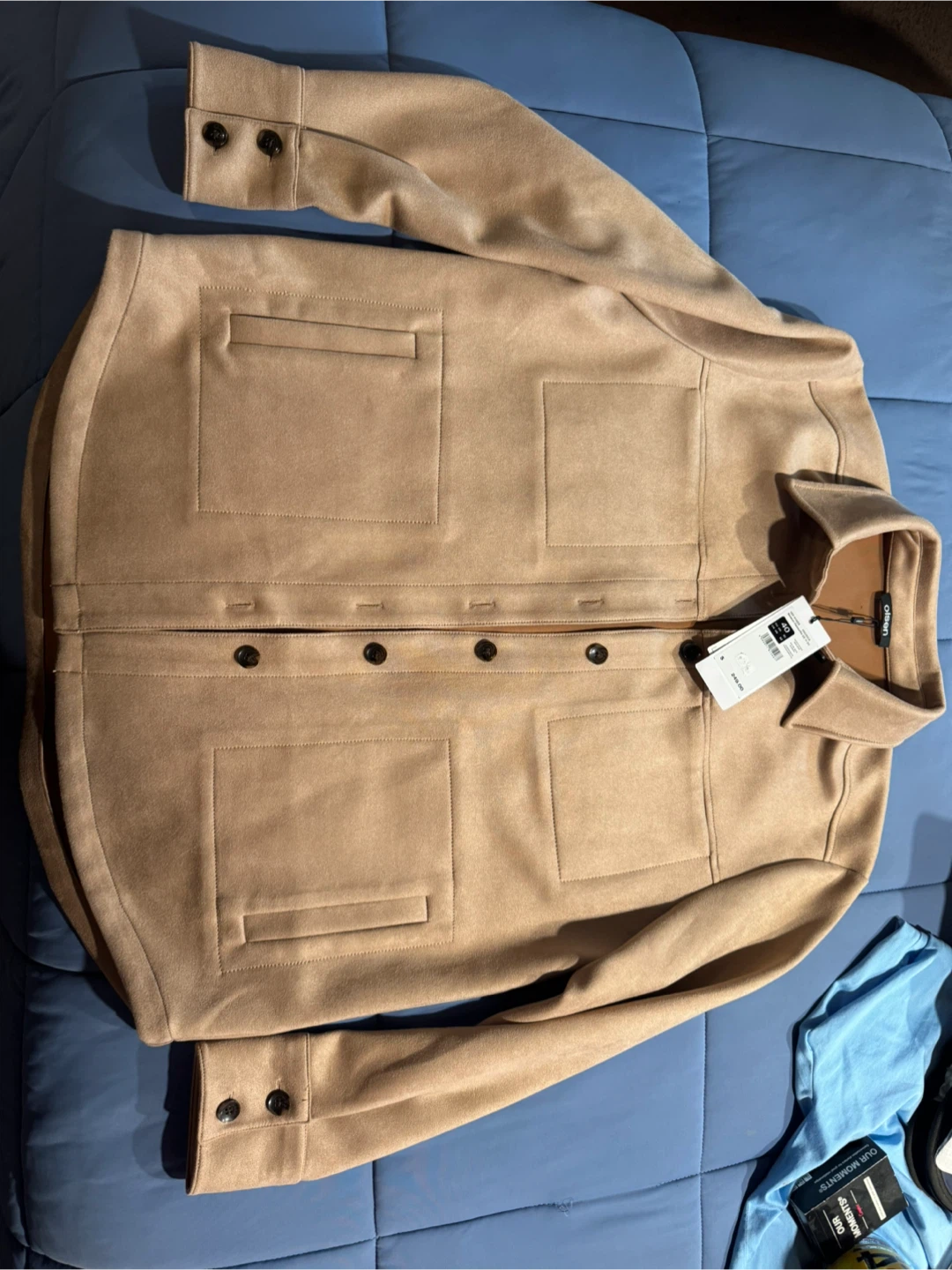 Olsen Tan Suede Shirt Jacket - M