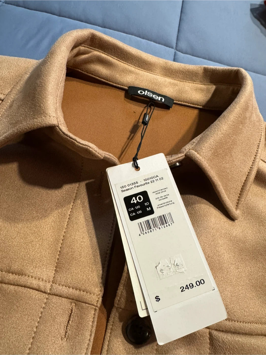 Olsen Tan Suede Shirt Jacket - M - photo 2