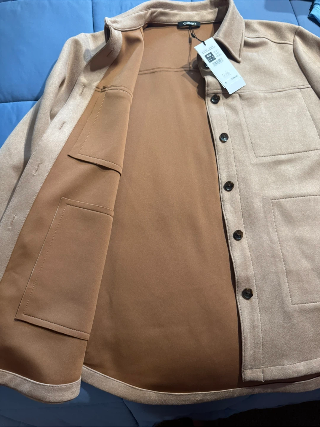 Olsen Tan Suede Shirt Jacket - M - photo 3
