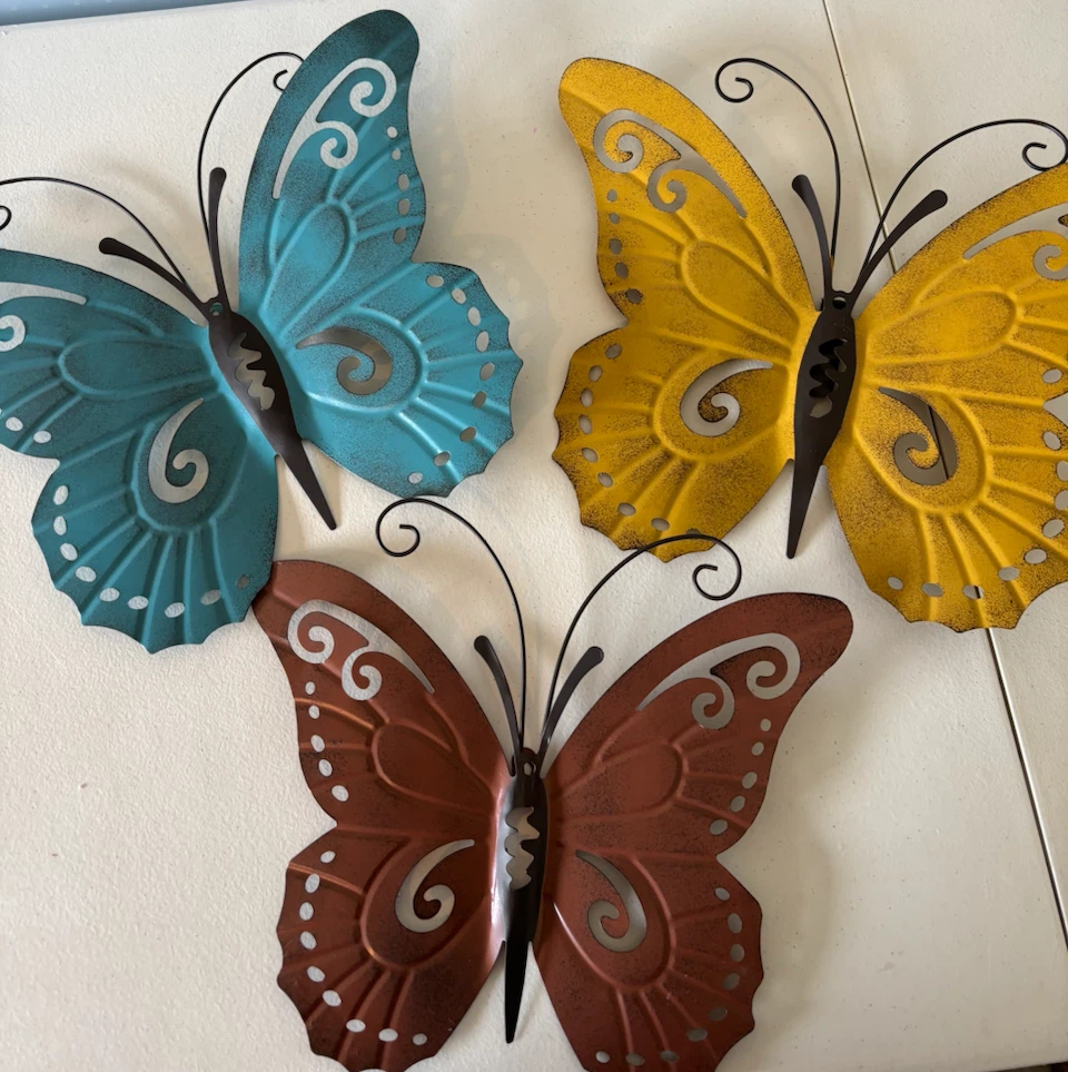Set of 3 Metal Butterfly Wall Decor