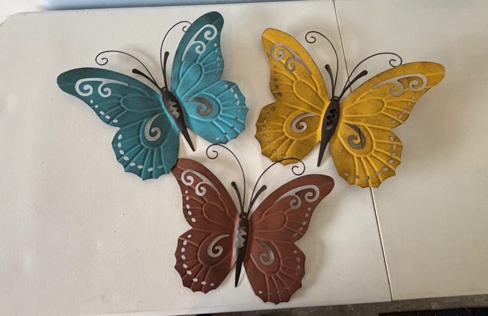 Set of 3 Metal Butterfly Wall Decor - photo 2