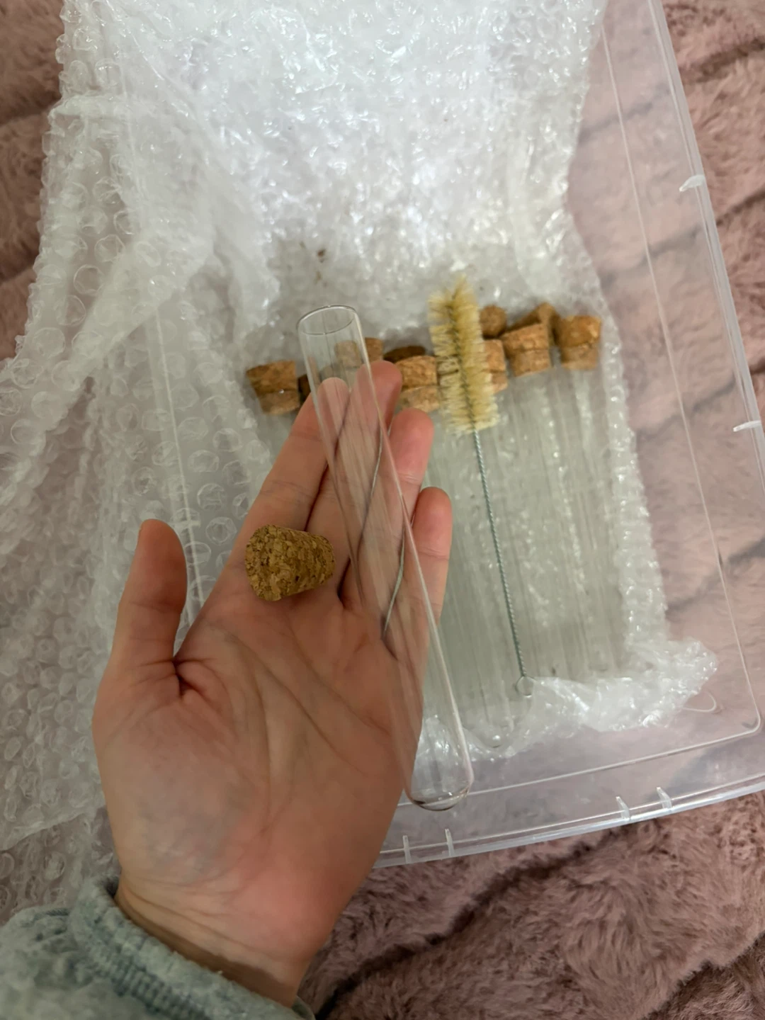 Set of 17 glass test tubes with cork stoppers - photo 2
