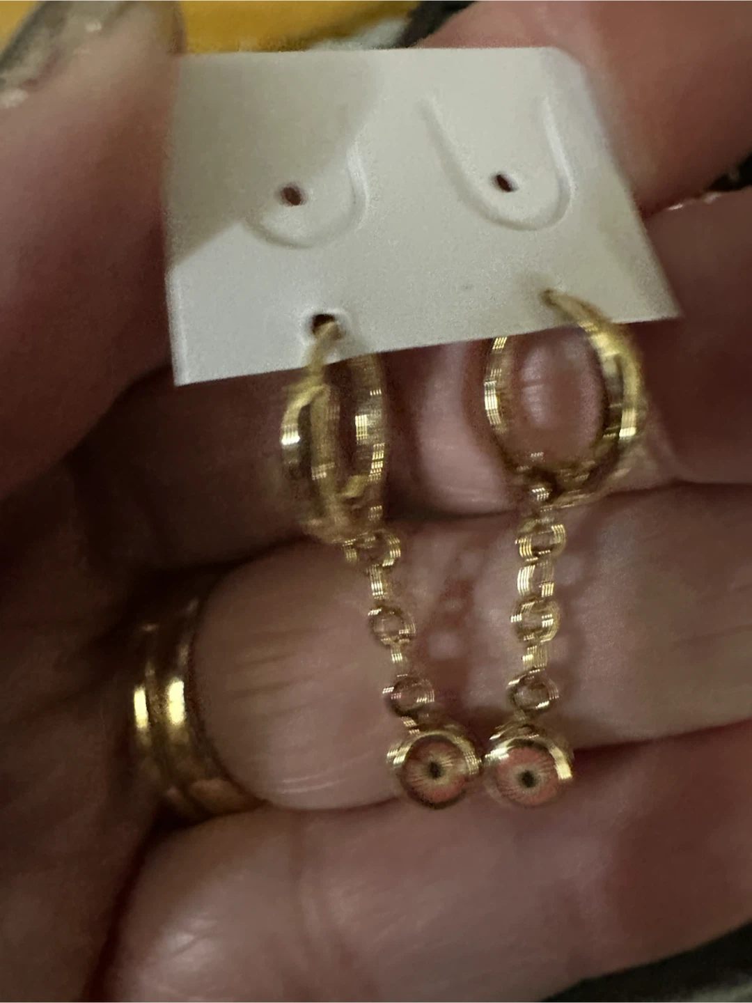 14k Gold tone laminated chain hoop earrings