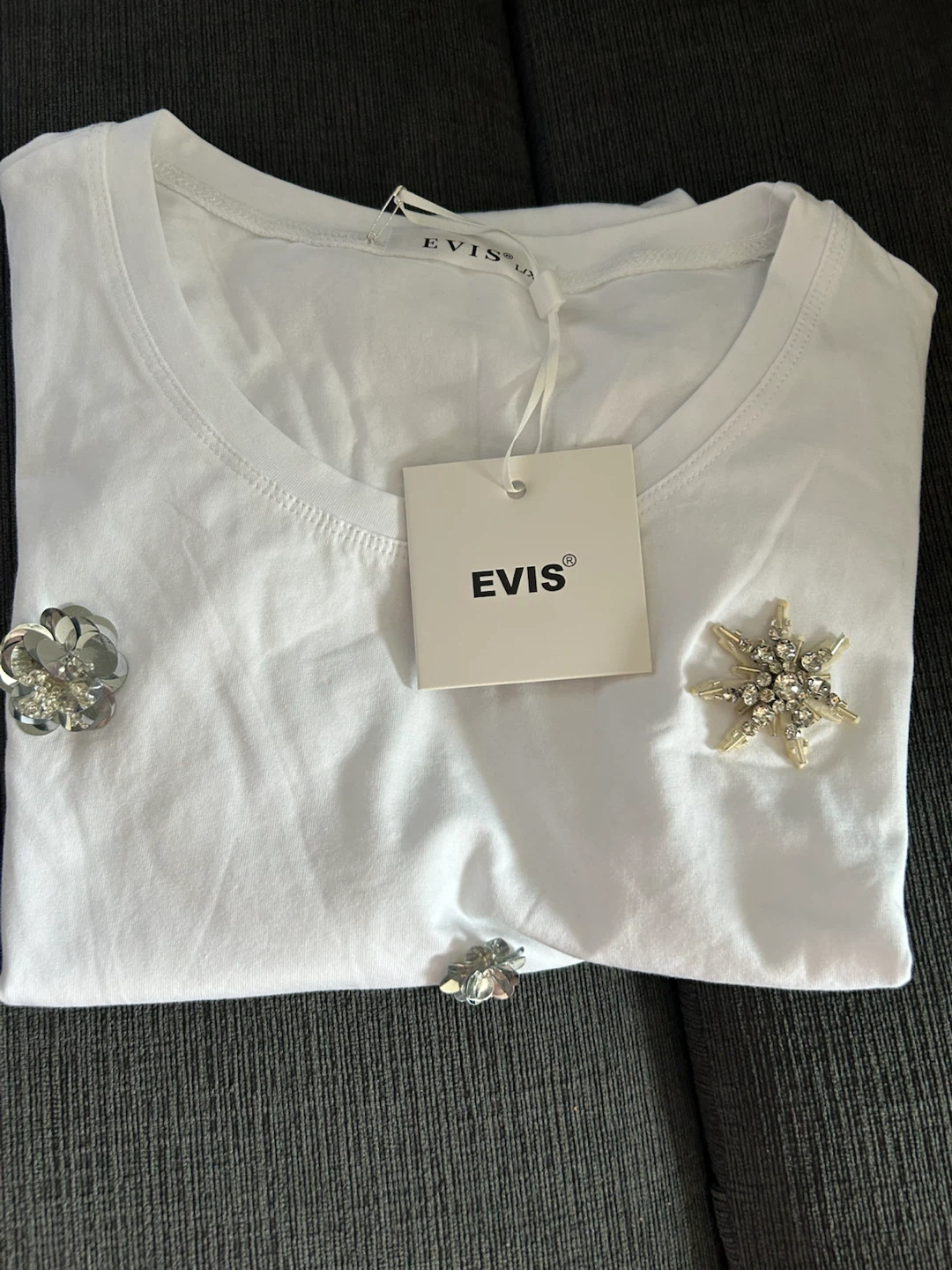 Evis White Embellished T-Shirt