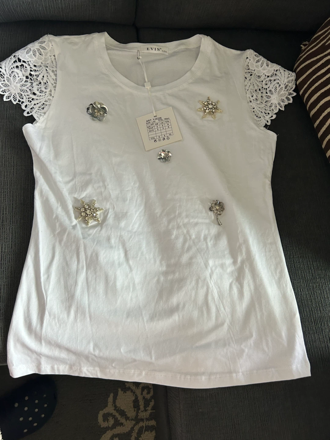Evis White Embellished T-Shirt - photo 2