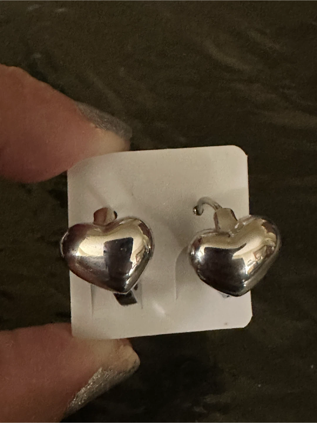 Silver-Tone Heart Hoop Earrings