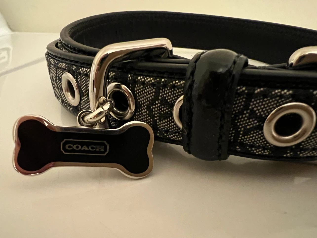 Coach Mini Signature Dog Collar - Black and White - photo 2